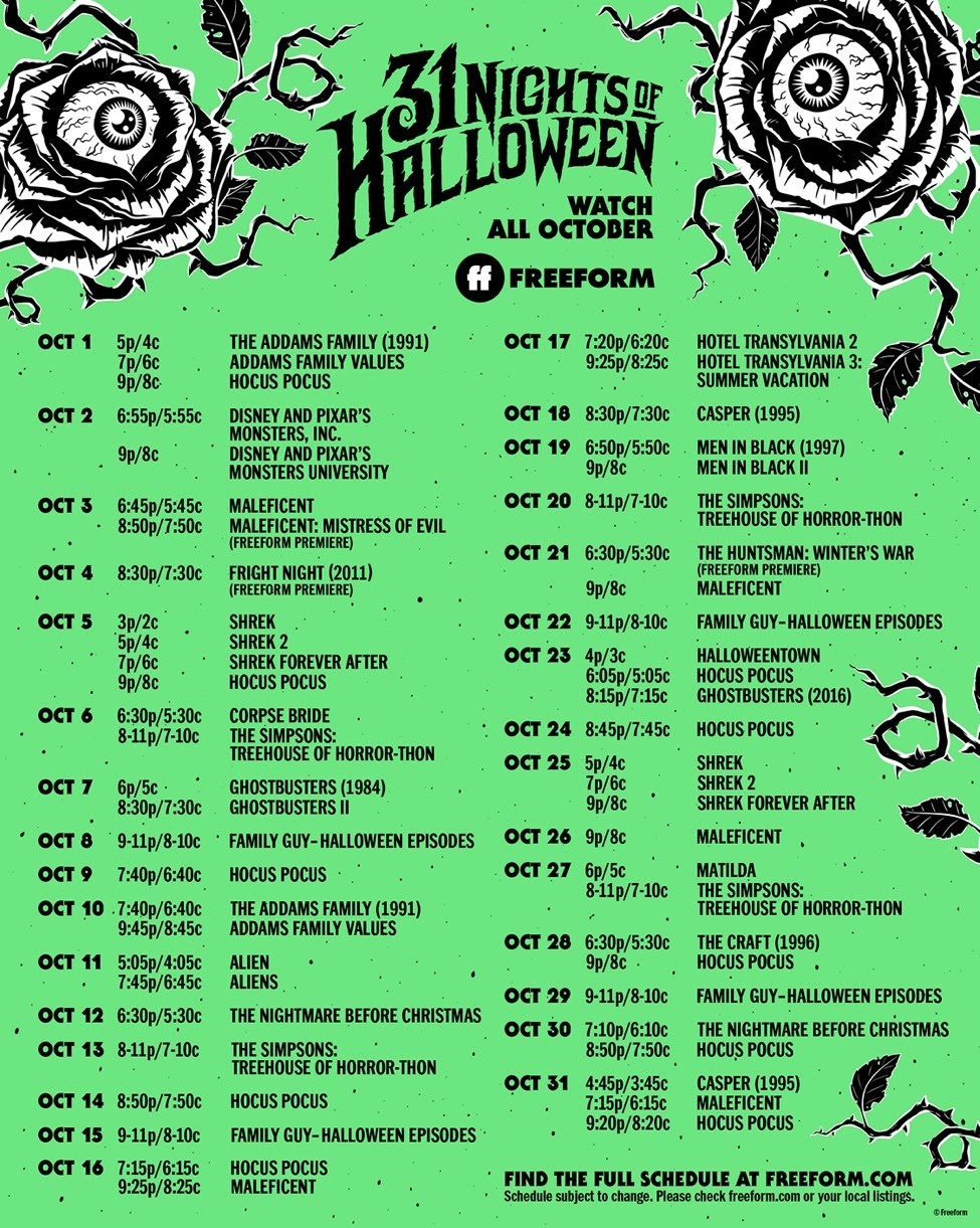 31 Nights of Halloween 2021 Programming Lineup
