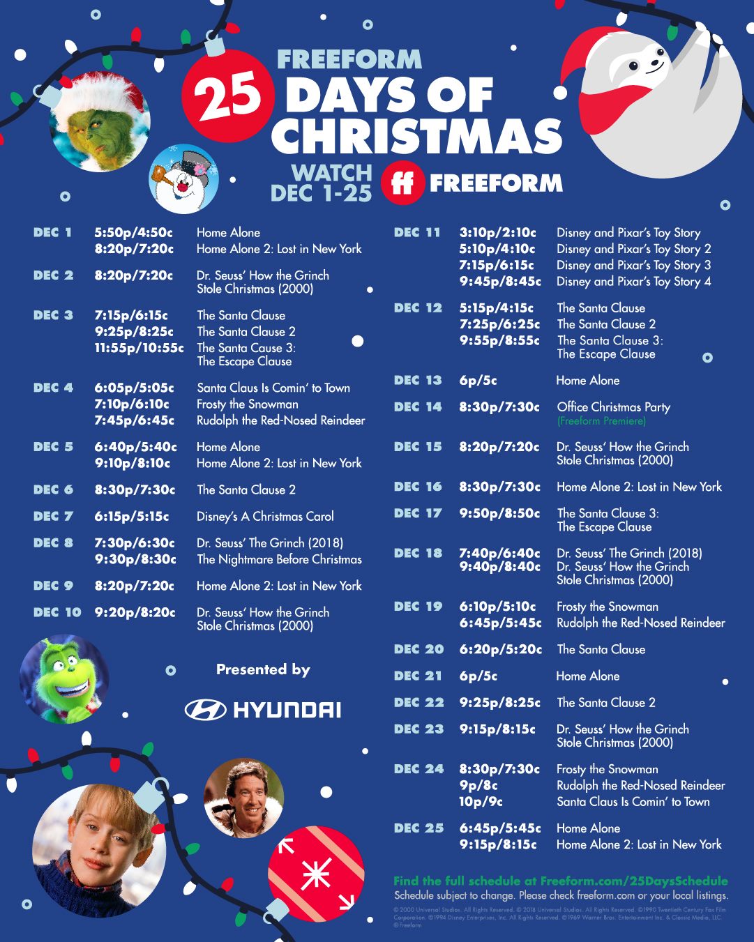 Freeform’s 25 Days of Christmas 2021 Schedule
